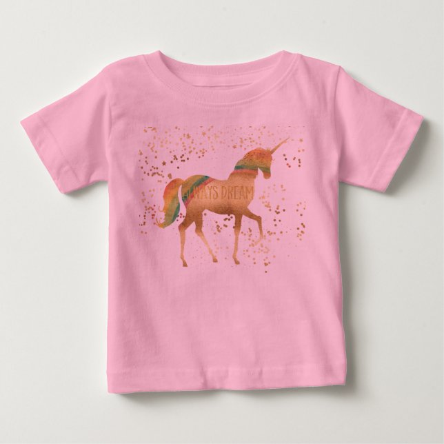 Goldene Rainbow Dream Unicorn Baby T-shirt (Vorderseite)