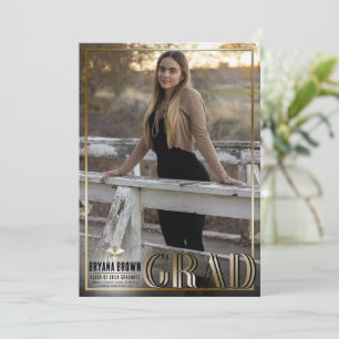 Goldene Rand-Duo-Abschluss-Abschlussfoto-Ankündigu Einladung