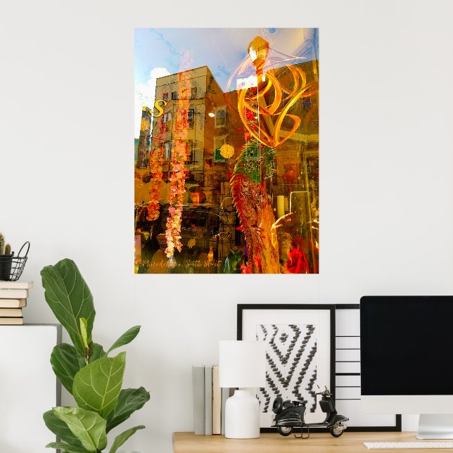 Goldene Reflexionen auf den Straßen von Philadelph Poster (Heimbüro)