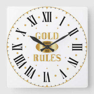 Goldene Regel II römische Zahl Quadratische Wanduhr
