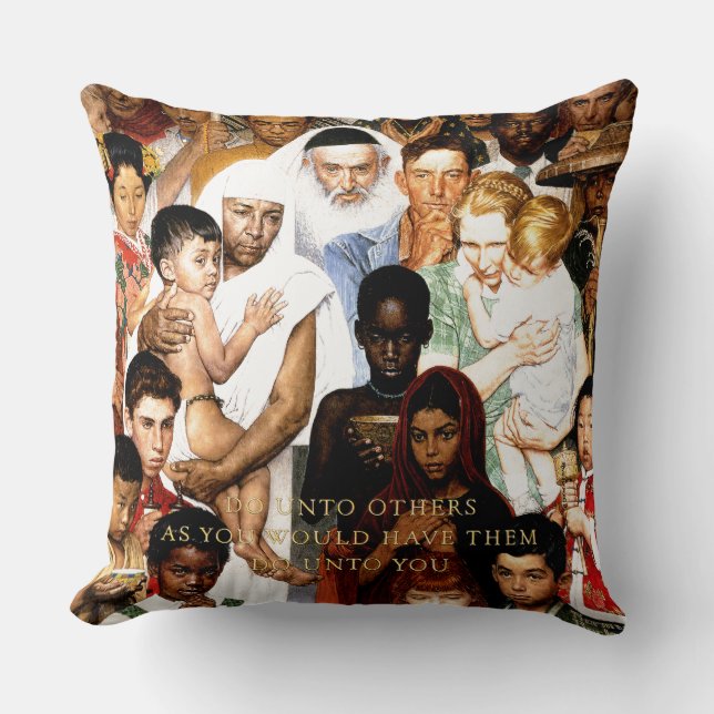 Goldene Regel von Norman Rockwell Kissen (Vorderseite)