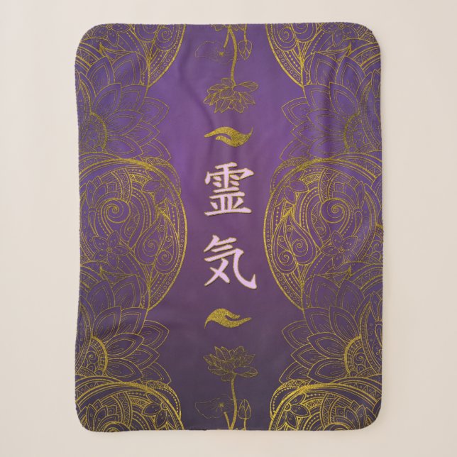 Goldene Reiki heilende Symbole mit Lotos Sherpadecke (Vorderseite)