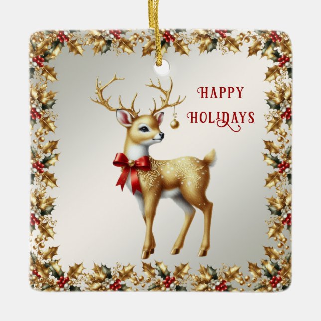 Goldene Rentier Holiday Ornament (Vorderseite)