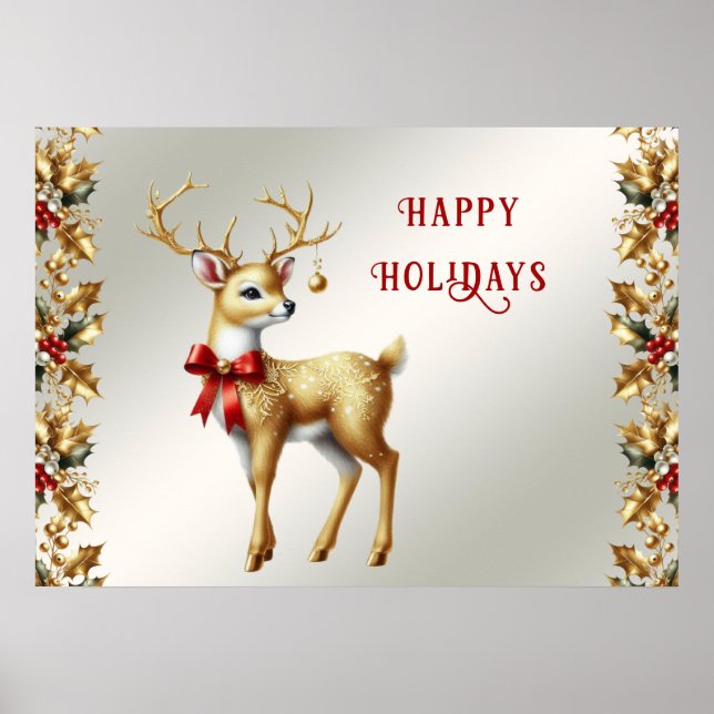 Goldene Rentier Holiday Poster (Vorne)