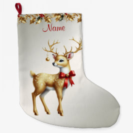 Goldene Rentier Holiday Strumpf Großer Weihnachtsstrumpf