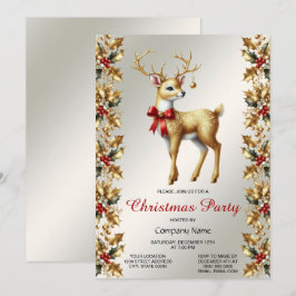 Goldene Rentier Weihnachtszeit-Party Einladung