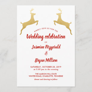 Goldene Rentiere   Christmas   Hochzeit Einladung