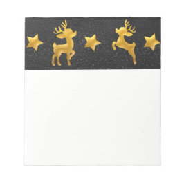 Goldene Rentiere im Chalkboard-Schnee Notizblock