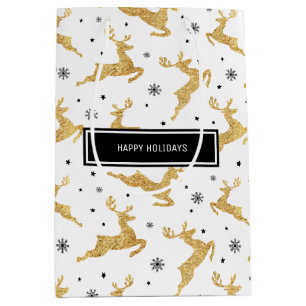 Goldene Rentiere Mittlere Geschenktüte