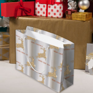 Goldene Rentiere Weihnachten Große Geschenktüte