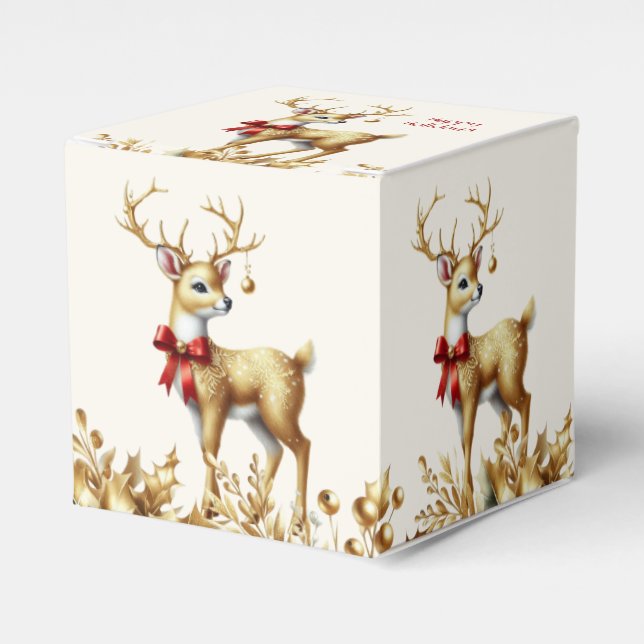 Goldene Rentierferien-Geschenkboxen Geschenkschachtel (Vorderseite)