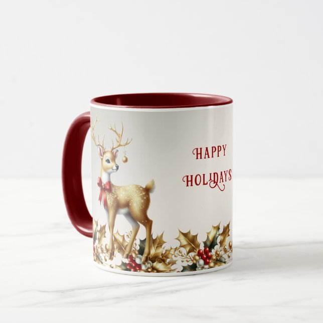 Goldene Rentierferien-Tasse Tasse (Vorderseite Links)