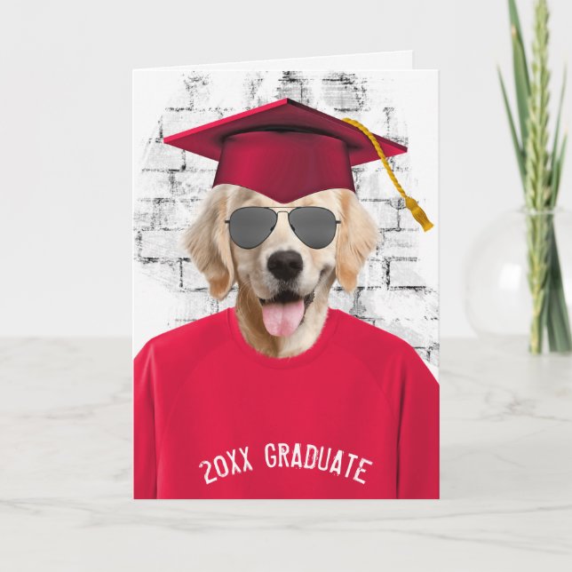 Goldene Retrieve-T - Shirt-Karte für Abschluss Karte (Vorderseite)