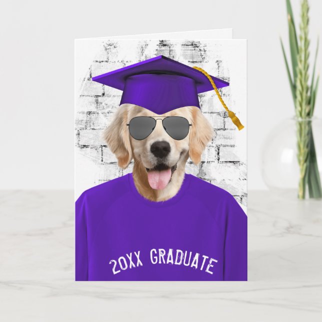 Goldene Retrieve-T - Shirt-Karte für Abschluss Karte (Vorderseite)