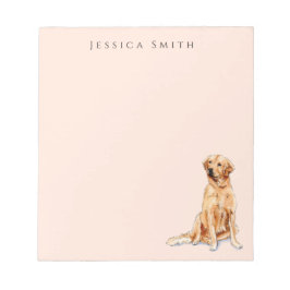 Goldene Retriever-Abbildung auf rosa Notepad Notizblock