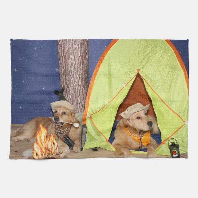 Goldene Retriever-Camping Geschirrtuch (Horizontal)