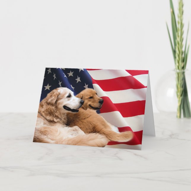 Goldene Retriever-Flagge-Karte Karte (Vorderseite)