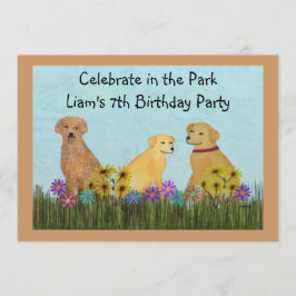 Goldene Retriever-Geburtstags-Party Einladungen