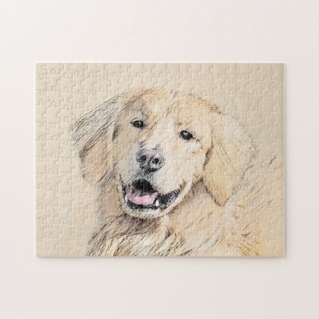 Goldene Retriever Malerei - Niedliche Original Dog (Horizontal)