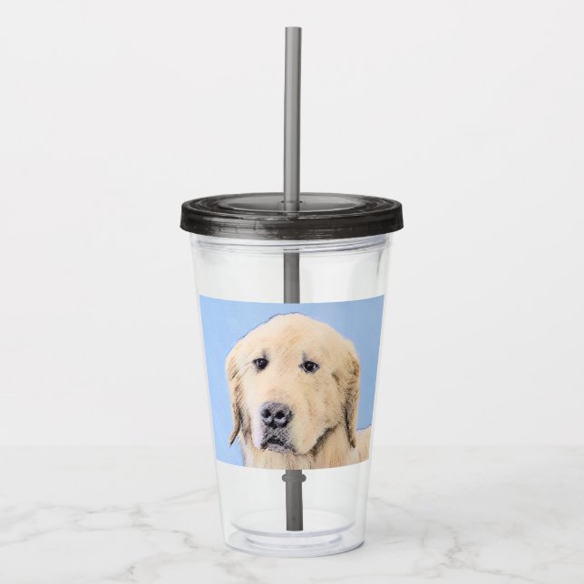 Goldene Retriever Malerei - Niedliche Original Dog Acryltrinkbecher (Vorderseite)