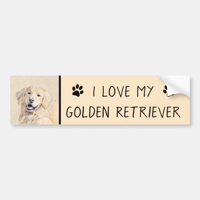 Goldene Retriever Malerei - Niedliche Original Dog Autoaufkleber (Vorne)