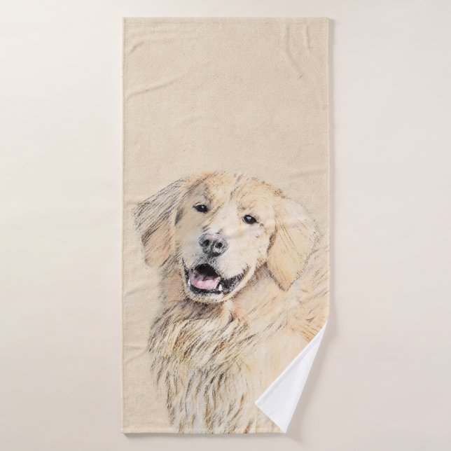 Goldene Retriever Malerei - Niedliche Original Dog Badehandtuch (Badehandtuch)