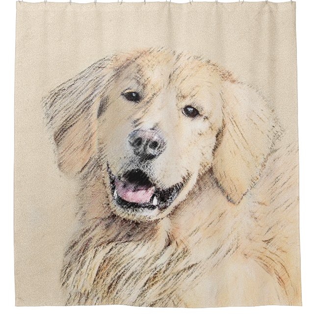 Goldene Retriever Malerei - Niedliche Original Dog Duschvorhang (Vorderseite)