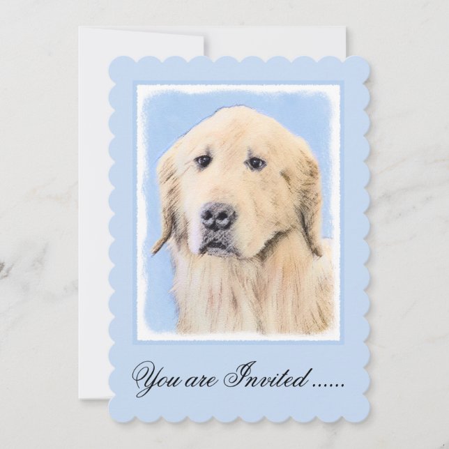 Goldene Retriever Malerei - Niedliche Original Dog Einladung (Vorderseite)