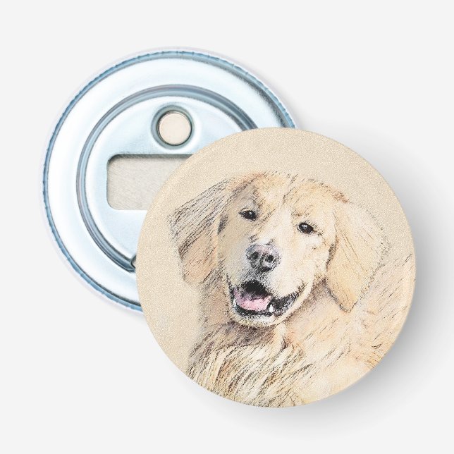 Goldene Retriever Malerei - Niedliche Original Dog Flaschenöffner (Vorderseite)
