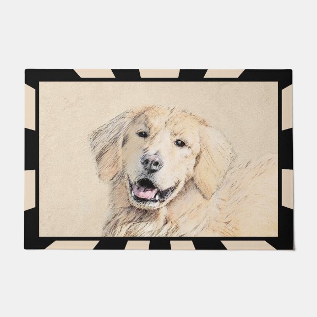 Goldene Retriever Malerei - Niedliche Original Dog Fußmatte (Vorderseite)