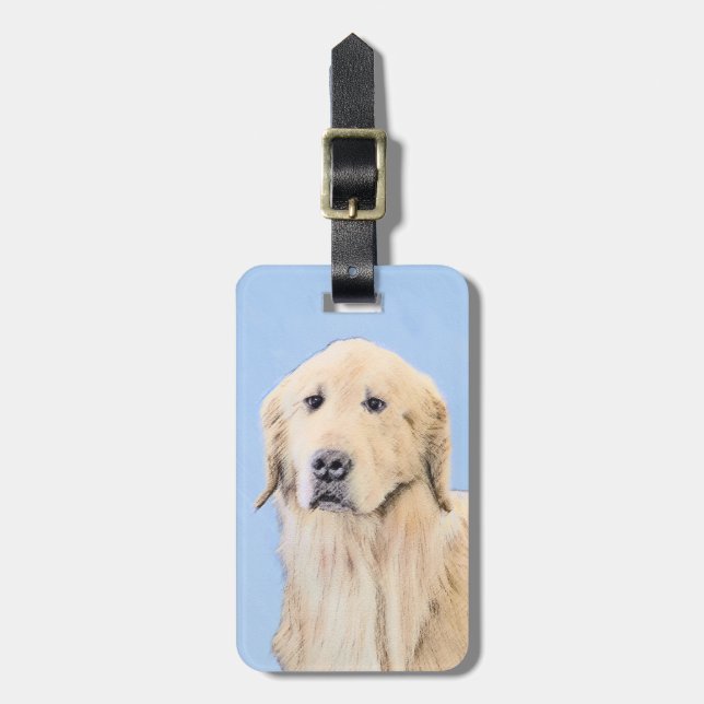 Goldene Retriever Malerei - Niedliche Original Dog Gepäckanhänger (Vorderseite vertikal)