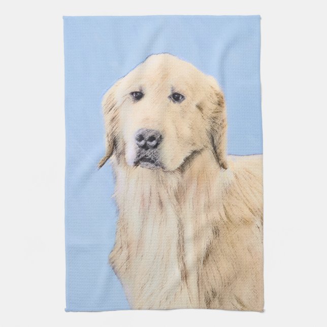 Goldene Retriever Malerei - Niedliche Original Dog Geschirrtuch (Vertikal)