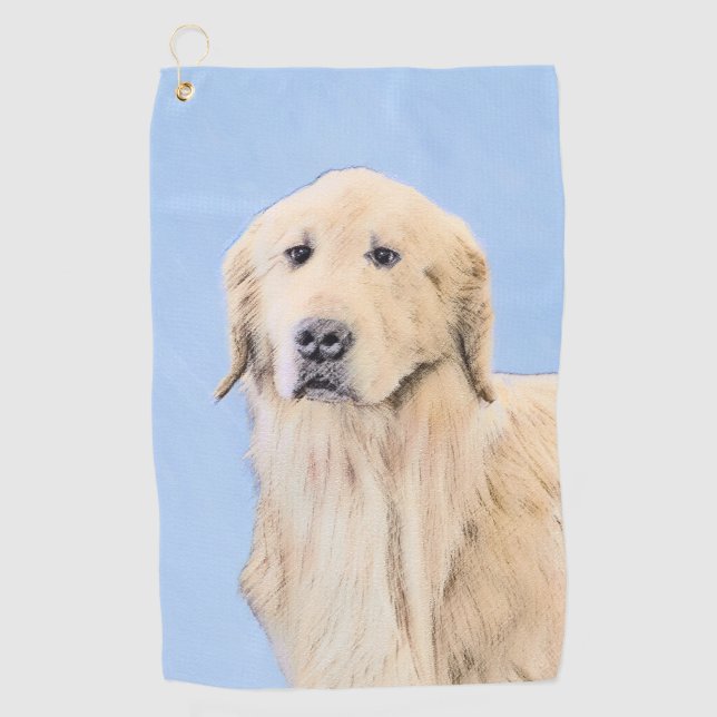 Goldene Retriever Malerei - Niedliche Original Dog Golfhandtuch (Vorderseite)