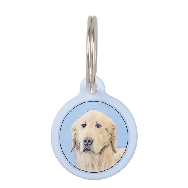 Goldene Retriever Malerei - Niedliche Original Dog Haustiermarke (Vorderseite)