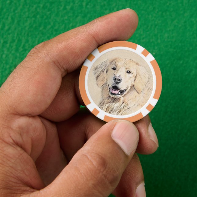 Goldene Retriever Malerei - Niedliche Original Dog Pokerchips (Hand)