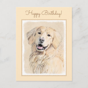 Goldene Retriever Malerei - Niedliche Original Dog Postkarte