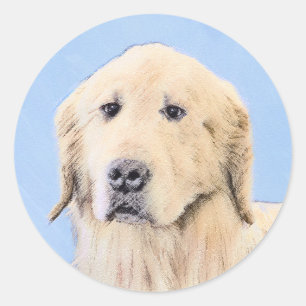 Goldene Retriever Malerei - Niedliche Original Dog Runder Aufkleber