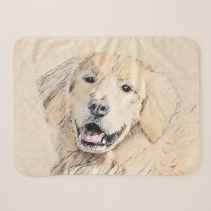 Goldene Retriever Malerei - Niedliche Original Dog Sherpadecke