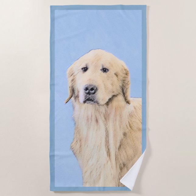 Goldene Retriever Malerei - Niedliche Original Dog Strandtuch (Vorderseite)