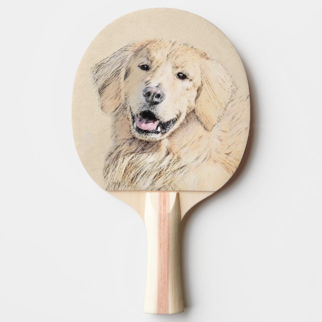 Goldene Retriever Malerei - Niedliche Original Dog Tischtennis Schläger (Vorderseite)