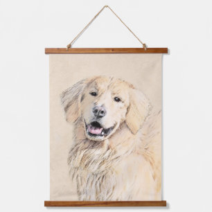 Goldene Retriever Malerei - Niedliche Original Dog Wandteppich Mit Holzrahmen