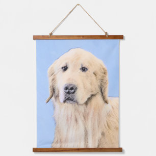 Goldene Retriever Malerei - Niedliche Original Dog Wandteppich Mit Holzrahmen