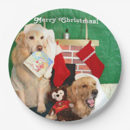 Goldene Retriever Night vor Weihnachten Pappteller