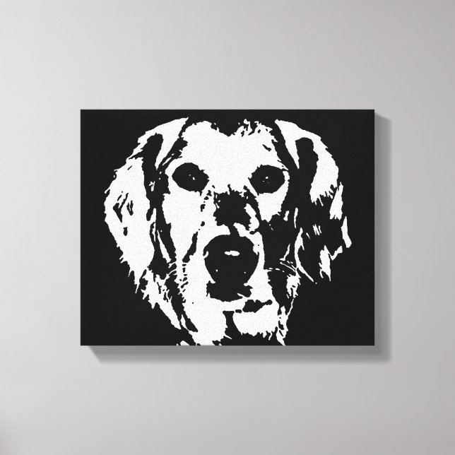 Goldene Retriever Schwarz-weiß gezackte Canvas Pri Leinwanddruck (Vorderseite)