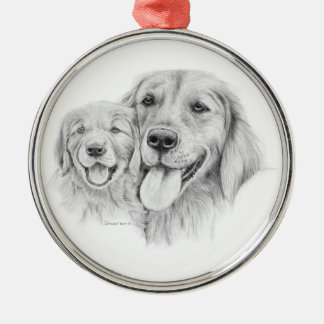 Goldene Retriever-Verzierung Ornament Aus Metall
