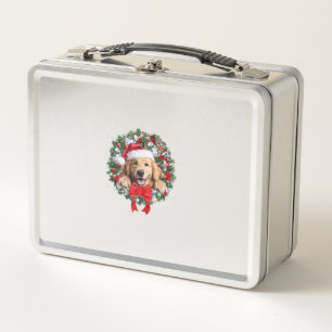 Goldene Retriever Weihnachtsfeier Dekoration Weihn Metall Brotdose