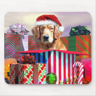 Goldene Retriever Weihnachtsüberraschung Mousepad