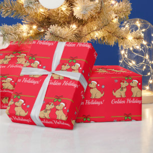 Goldene Retrievers beim Weihnachtswrapping Paper Geschenkpapier