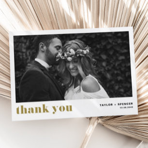 Goldene Retro-Fettschrift-Typografie Foto-Hochzeit Dankeskarte