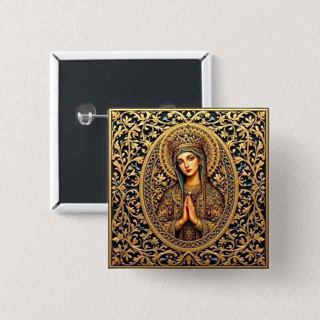 Goldene Reverenz Jungfrau Mary Button (Vorne & Hinten)